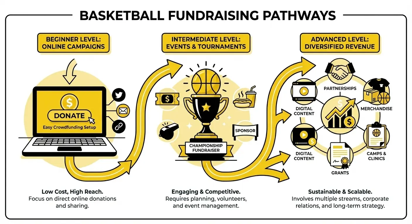 Basketball fundraising quick start guide by experience level