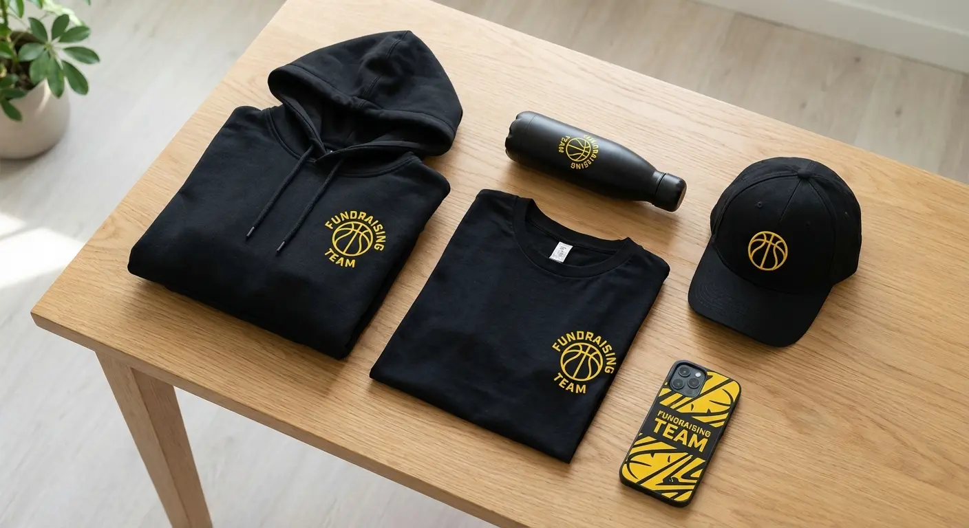 Basketball team merchandise including apparel and accessories